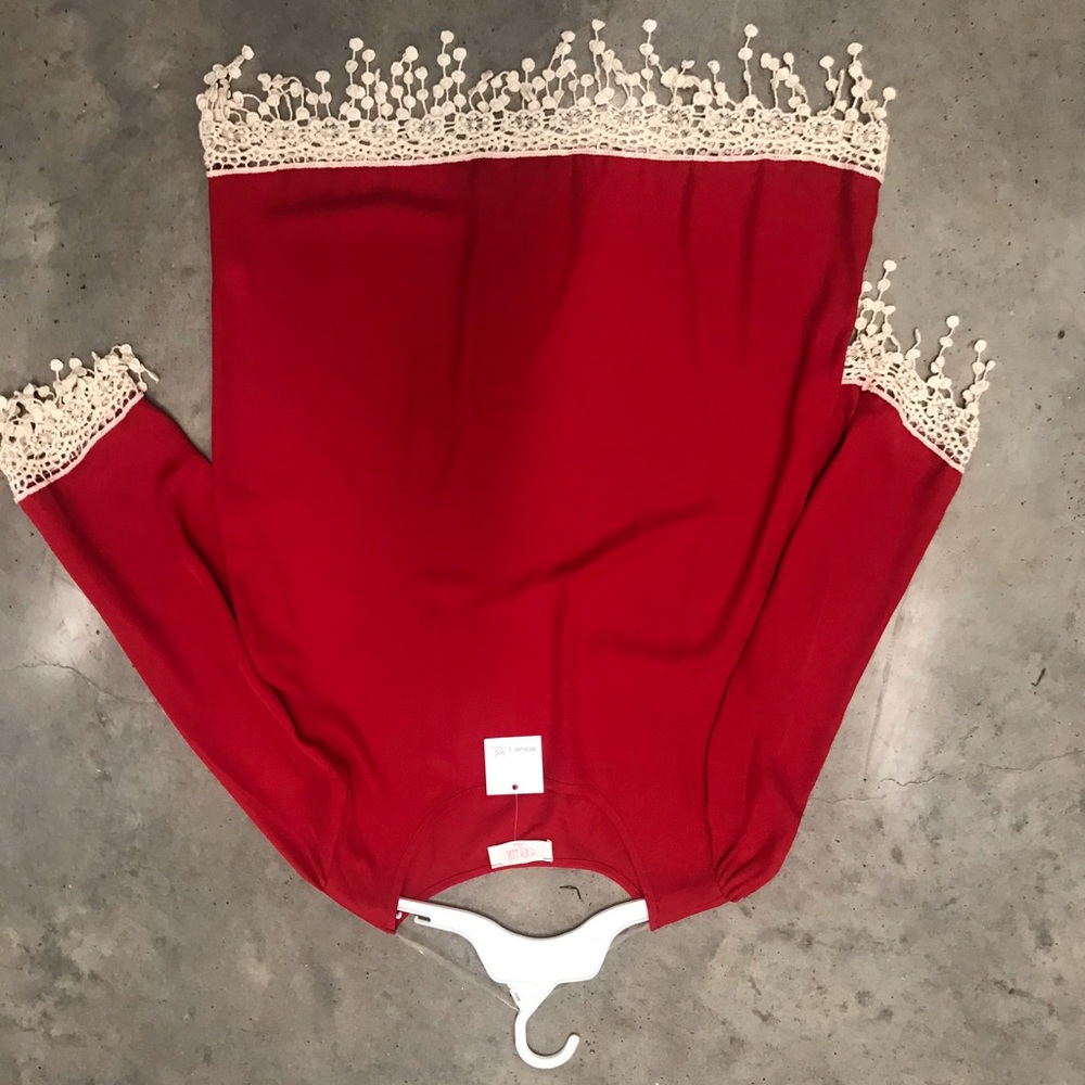 Morgan Claire red silk boutique top
